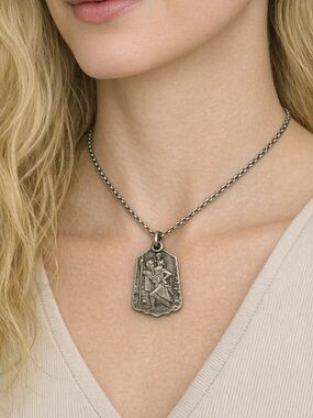 Vintage 925 Sterling Silver St. Christopher Medal- Germany Mid Century Pendant